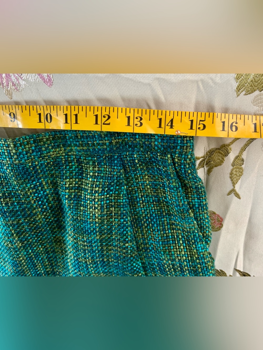 Vintage Victorian-inspired 50's-inspo Edwardian-inspo Turquoise Tweed Skirt - Picture 12 of 16